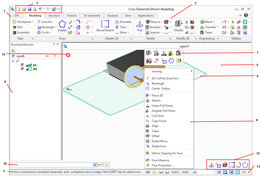 user interface of creo 